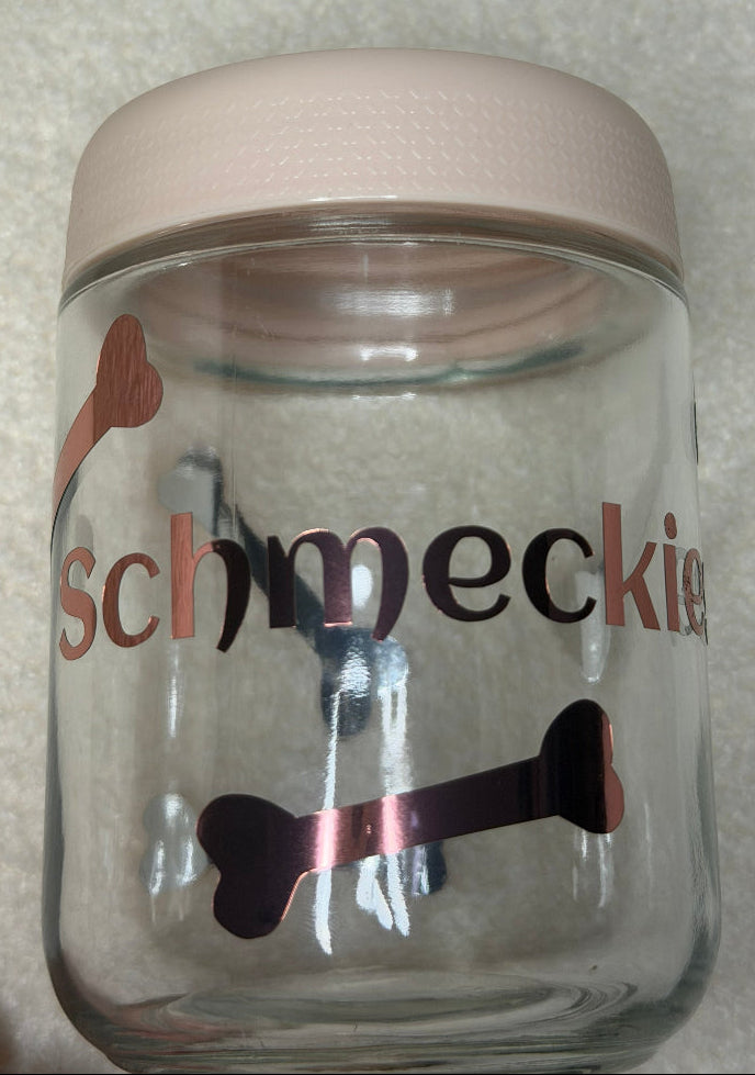 Personalisierte Hunde-Aufkleber für Napf / Leckerli Glas