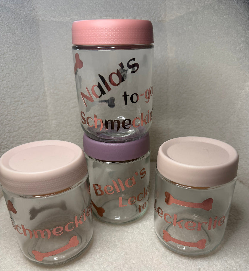 Personalisierte Hunde-Aufkleber für Napf / Leckerli Glas