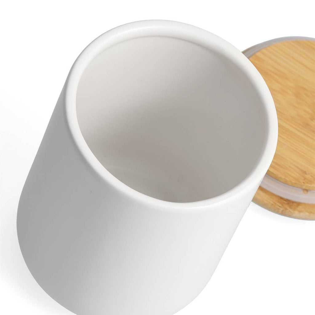 Vorratsdose M. Bambusdeckel, 650 ml, Keramik, Weiß